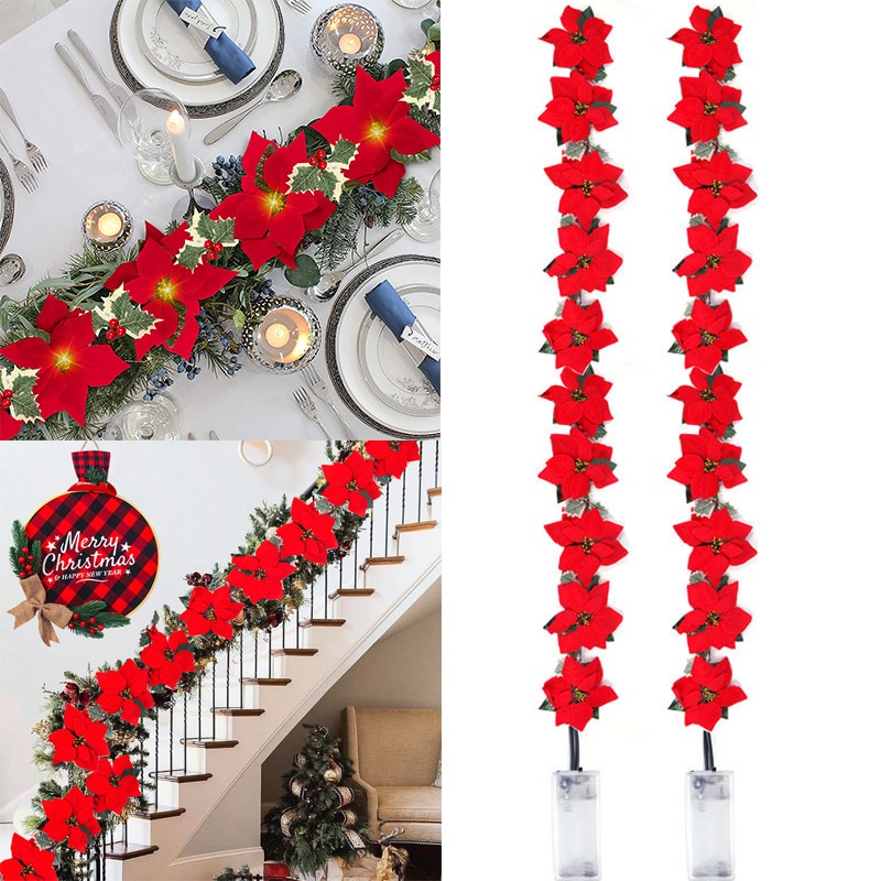 Xmas Outdoor Lighting Decorations - Guirnalda de flores de Pascua de
