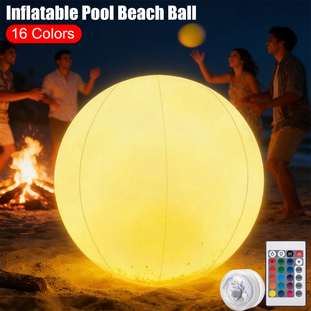 Outdoor Lighting Around Pool - Pelota Inflable Luminosa LED para Piscina