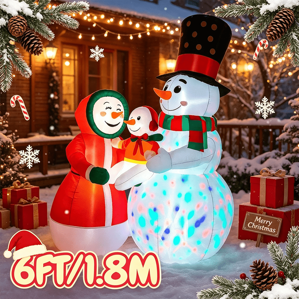 Xmas Outdoor Lighting Decorations - Muñeco de nieve inflable navideño, modelo