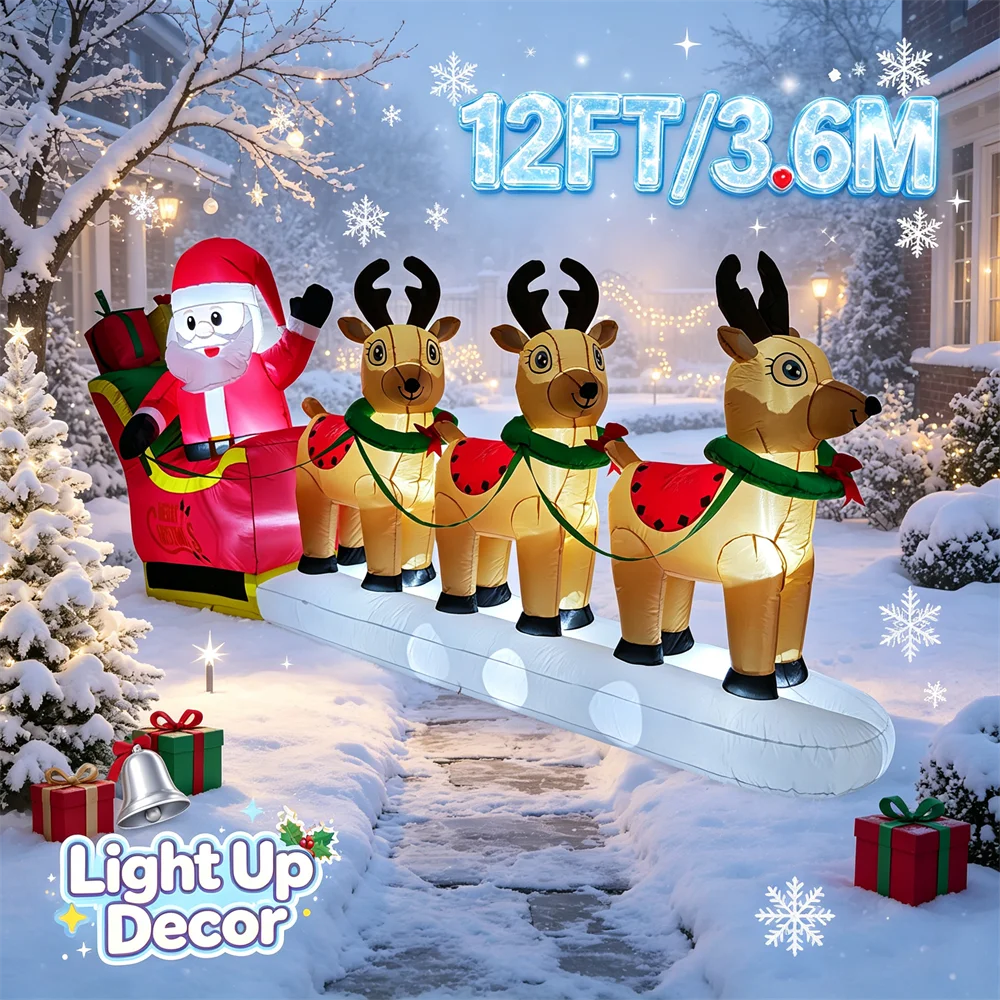 Xmas Outdoor Lighting Decorations - Modelo inflable navideño de trineo de
