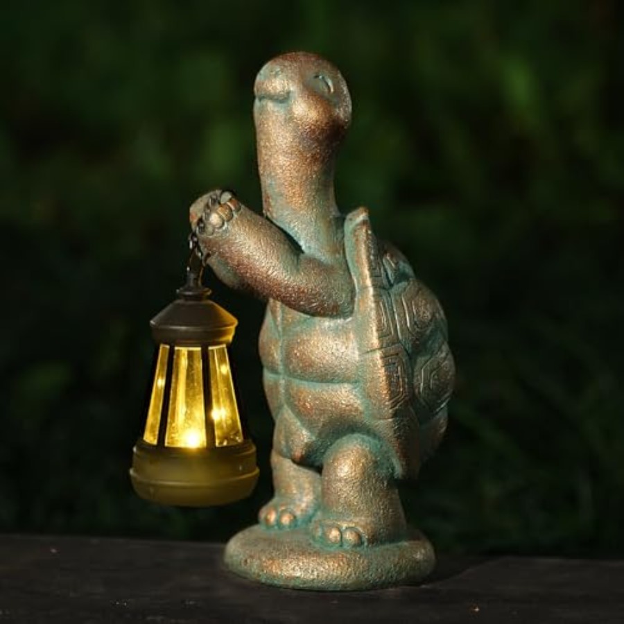 Outdoor Lighting Japan - Estatua de Tortuga Solar para Jardín,