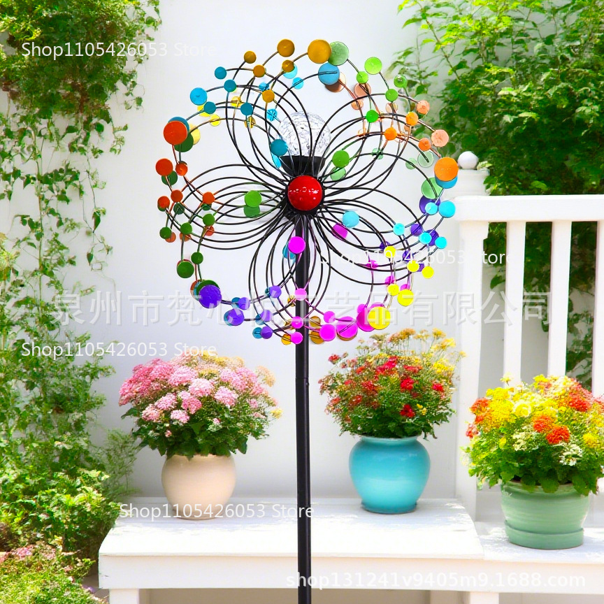 Molino de viento de hierro con - Color Changing Outdoor reseña y precio