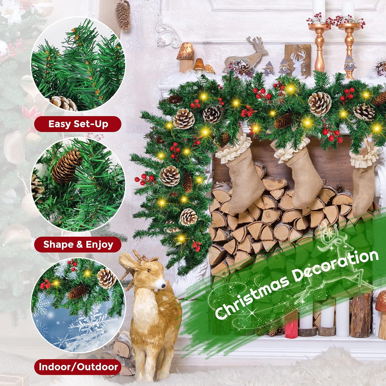 Guirnalda Navideña Preiluminad - Xmas Outdoor Lighting Decorations reseña y precio