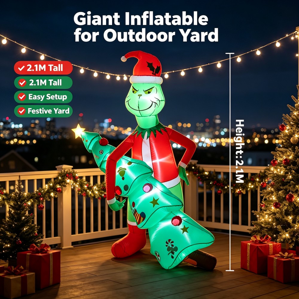 Árbol de Navidad inflable giga - Xmas Outdoor Lighting Decorations reseña y precio