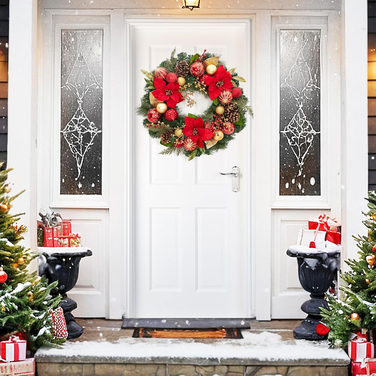 Corona navideña de 24 pulgadas - Xmas Outdoor Lighting Decorations reseña y precio