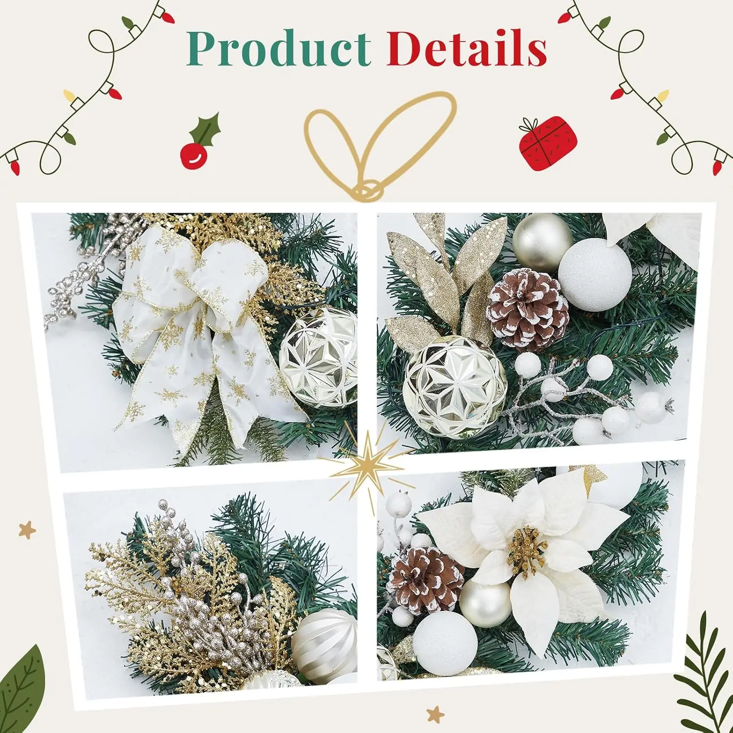 Guirnalda navideña artificial  - Xmas Outdoor Lighting Decorations reseña y precio