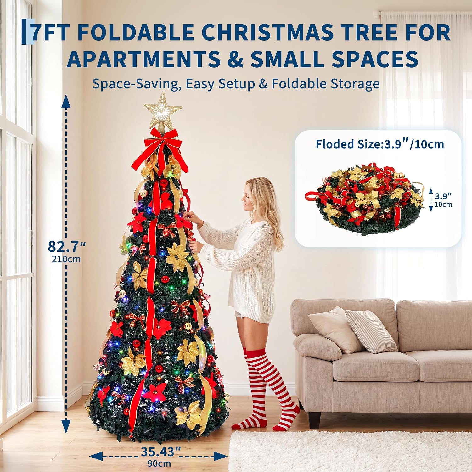 Árbol de Navidad artificial pl - Xmas Outdoor Lighting Decorations reseña y precio